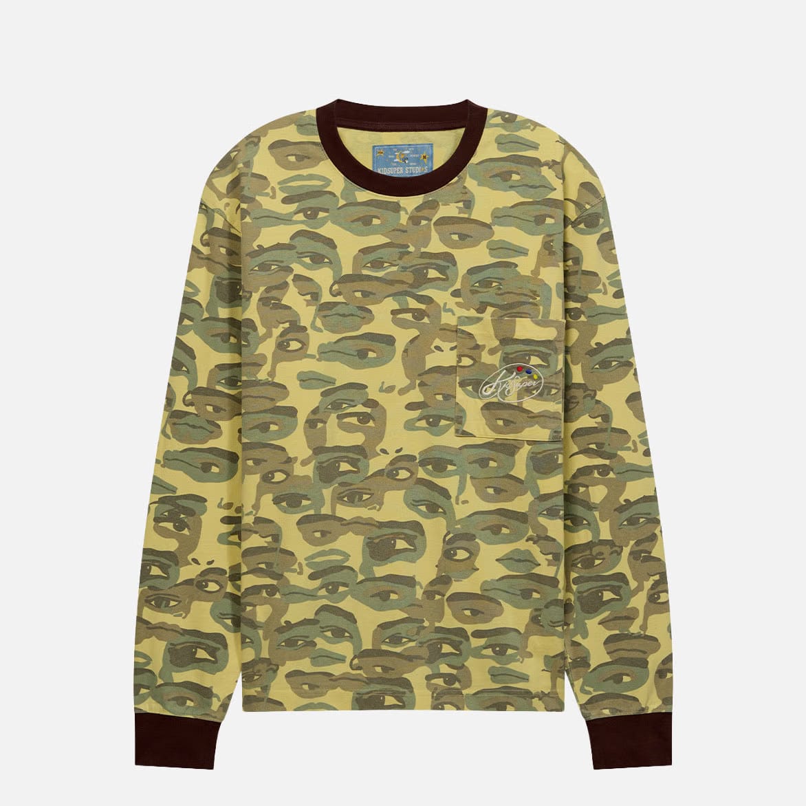 KidSuper FACE CAMO L/S TEE - GREEN