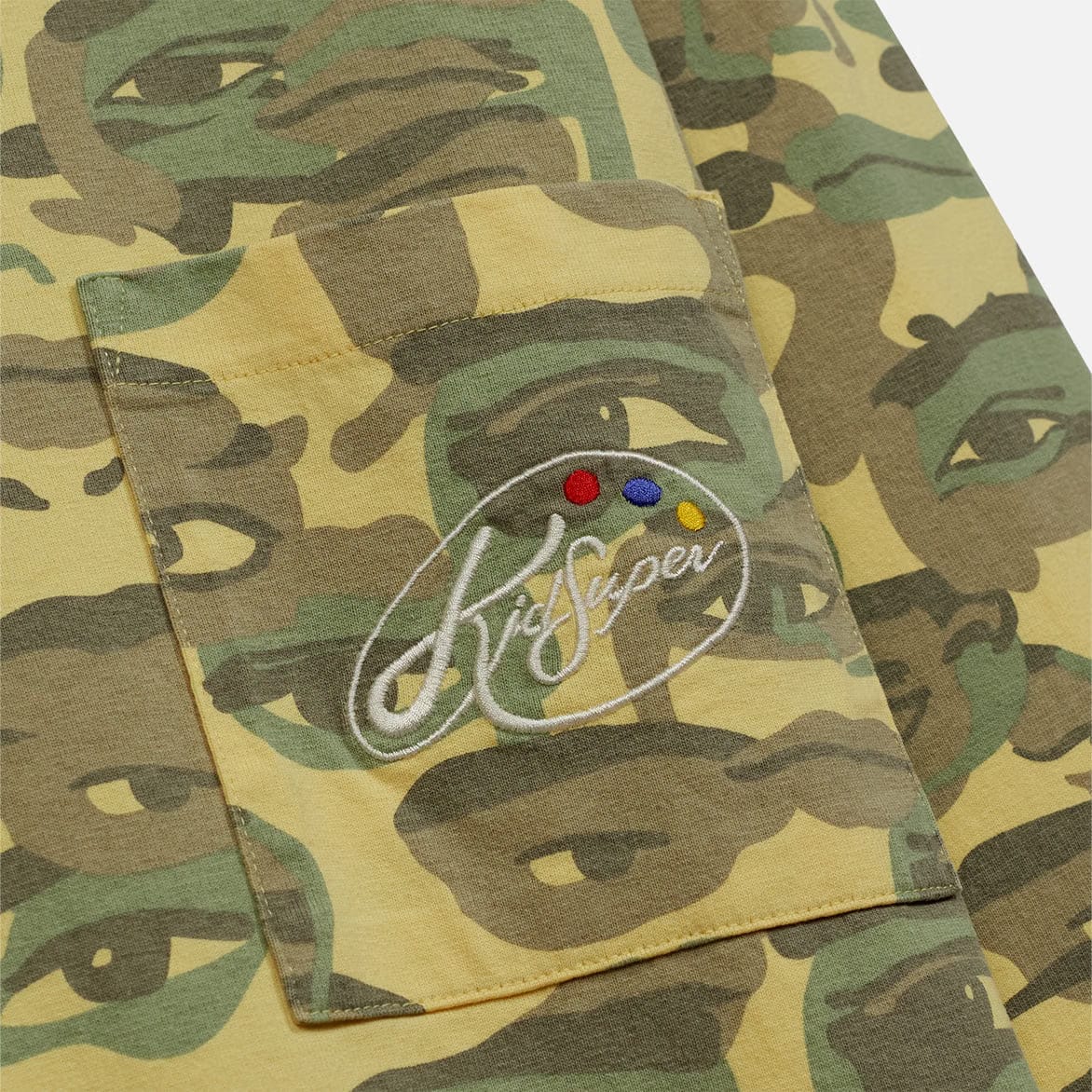 KidSuper FACE CAMO L/S TEE - GREEN