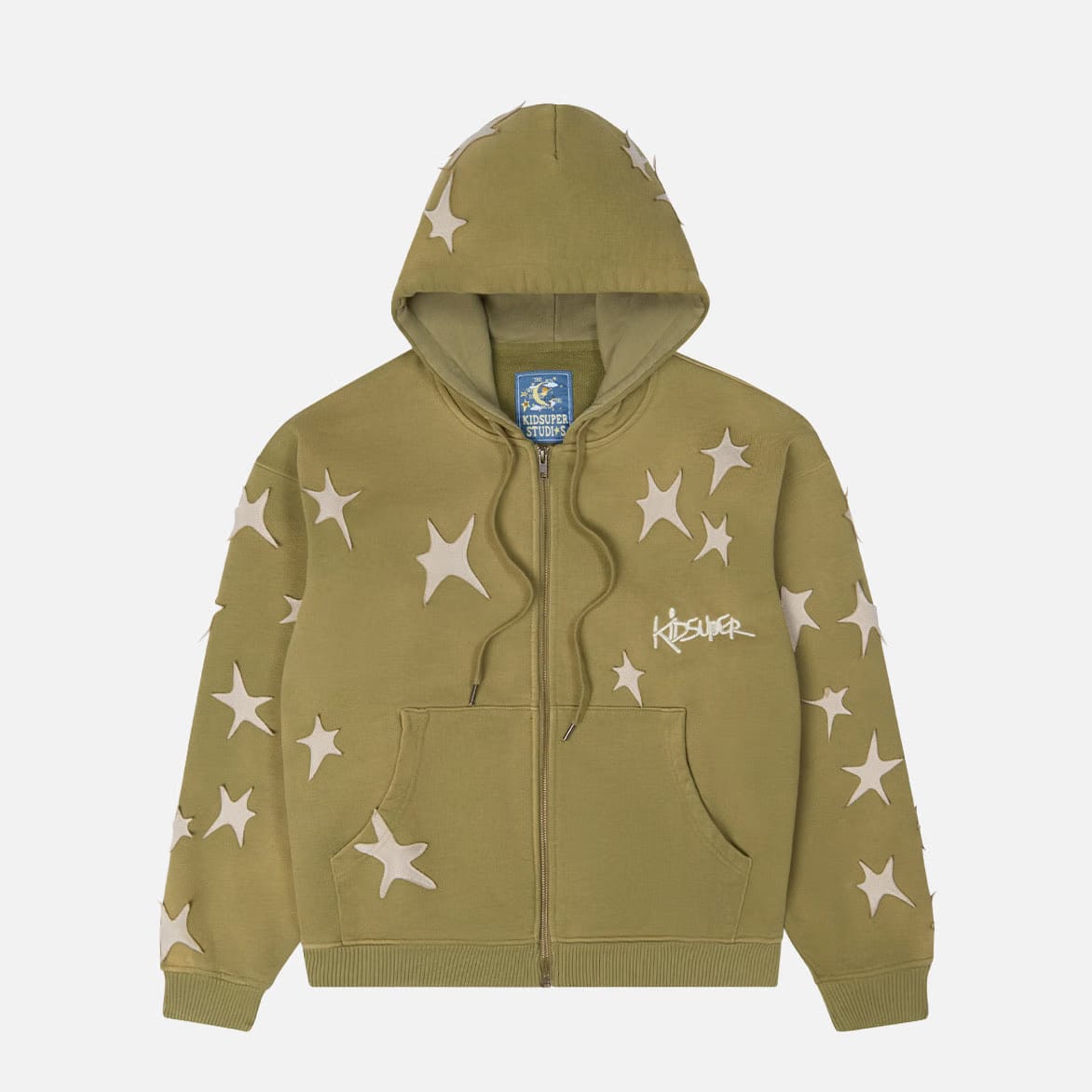 KidSuper STARS PATCHWORK WASHED HOODIE - GREEN