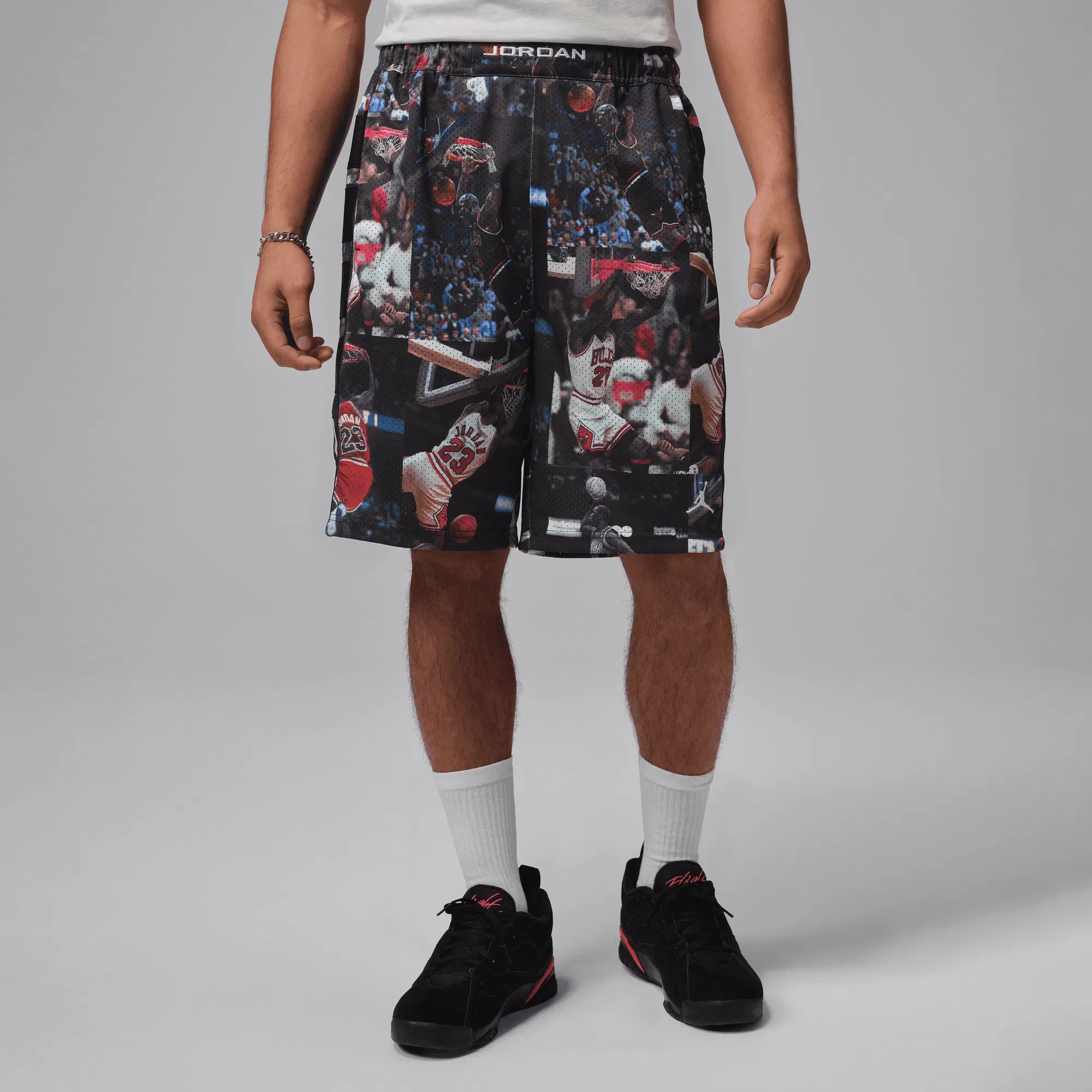 Air Jordan JORDAN FLIGHT PRINTED CAT SCRATCH SHORTS - BLACK / MULTI
