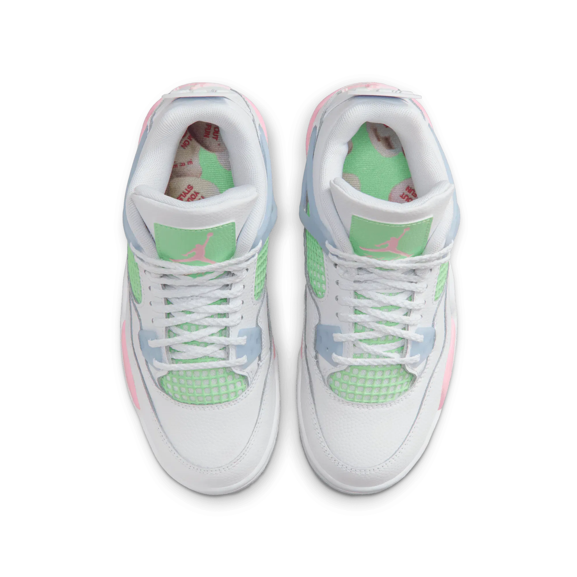 AIR JORDAN 4 RETRO (GS) - WHITE / MEDIUM SOFT PINK / VAPOR GREEN