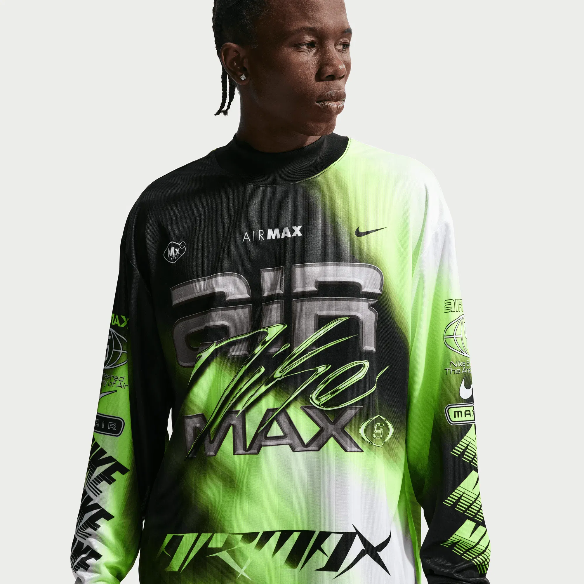 Nike AIR MAX 95 L/S MOTO JERSEY - VOLT / BLACK
