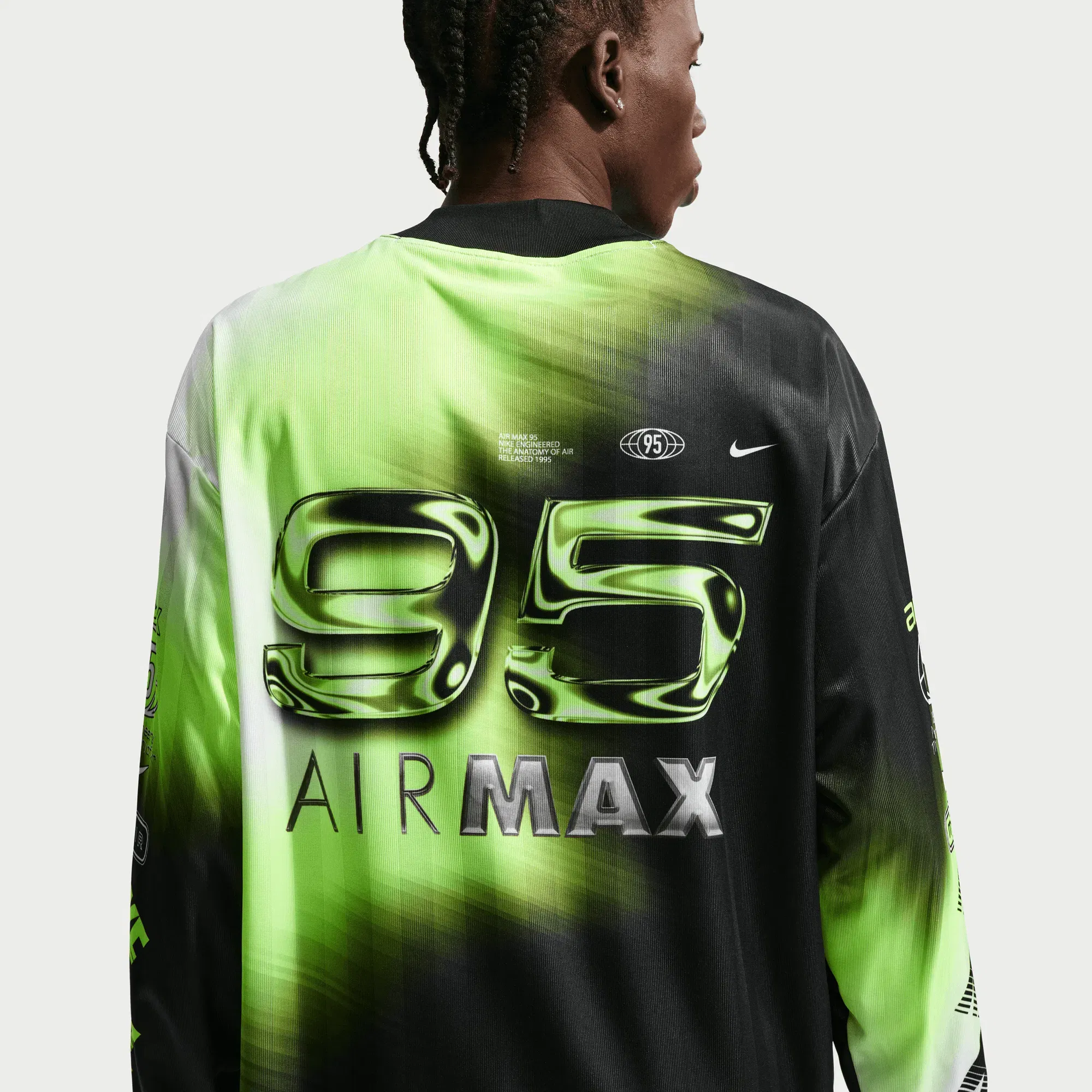 Nike AIR MAX 95 L/S MOTO JERSEY - VOLT / BLACK