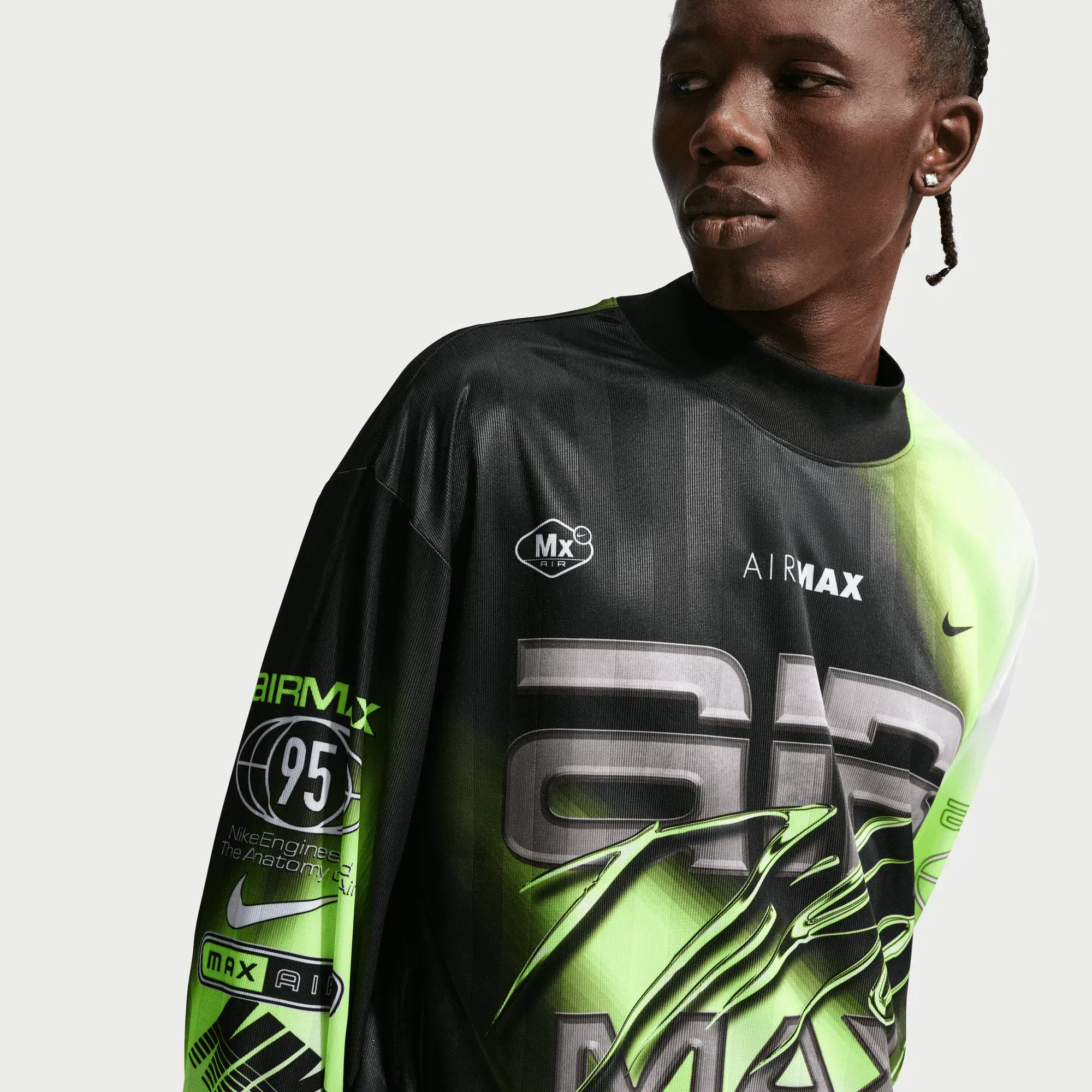 Nike AIR MAX 95 L/S MOTO JERSEY - VOLT / BLACK