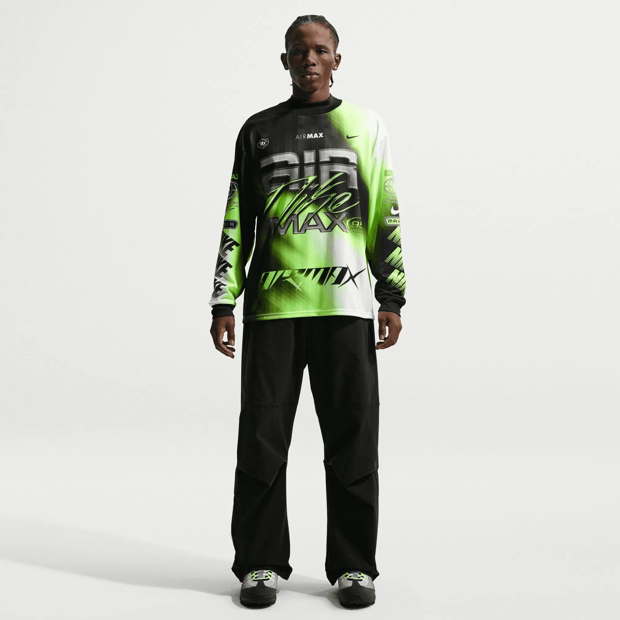 Nike AIR MAX 95 L/S MOTO JERSEY - VOLT / BLACK
