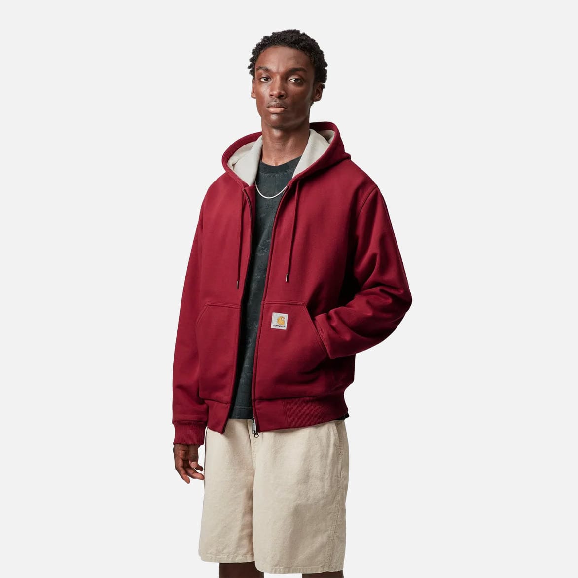 Carhartt WIP ACTIVE SWEAT JACKET - SCARLET / STONE WASHED