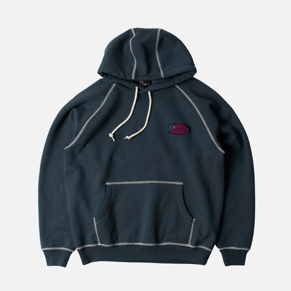 BY PARRA CIRCLED SCRIPT LOGO HOODED SWEATSHIRT - BLUE