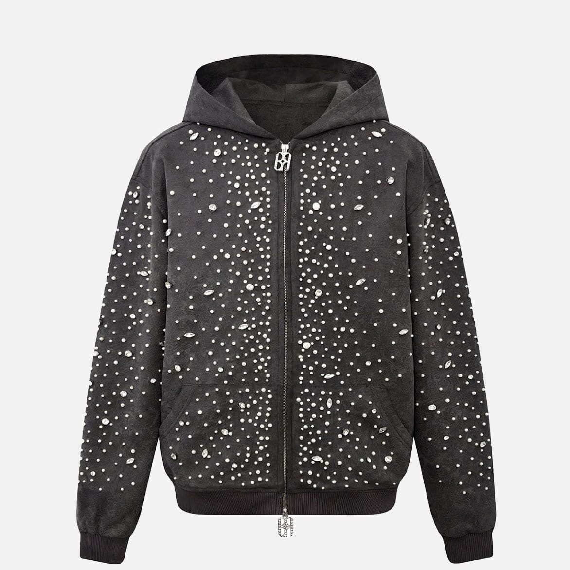 BIRTH OF ROYAL CHILD CASHEW BLOSSOM PEARL ZIPPER HOODIE - BLACK