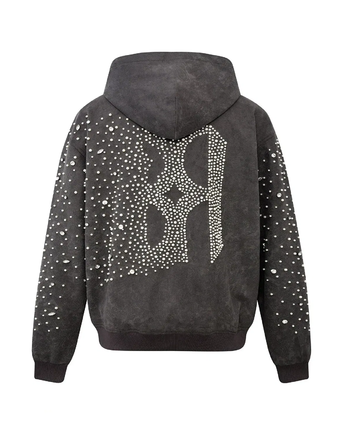 BIRTH OF ROYAL CHILD CASHEW BLOSSOM PEARL ZIPPER HOODIE - BLACK