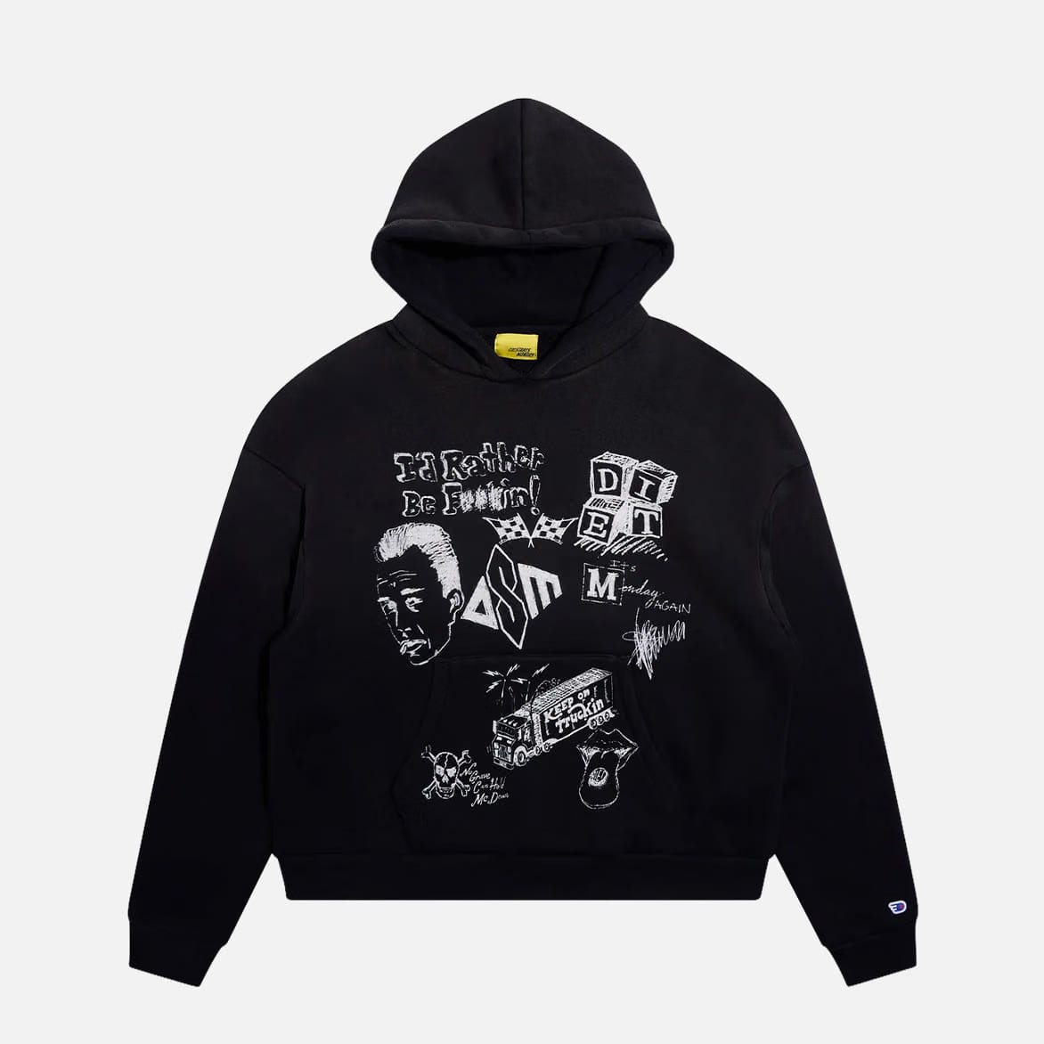 DIET STARTS MONDAY DOODLE HOODIE - VINTAGE BLACK