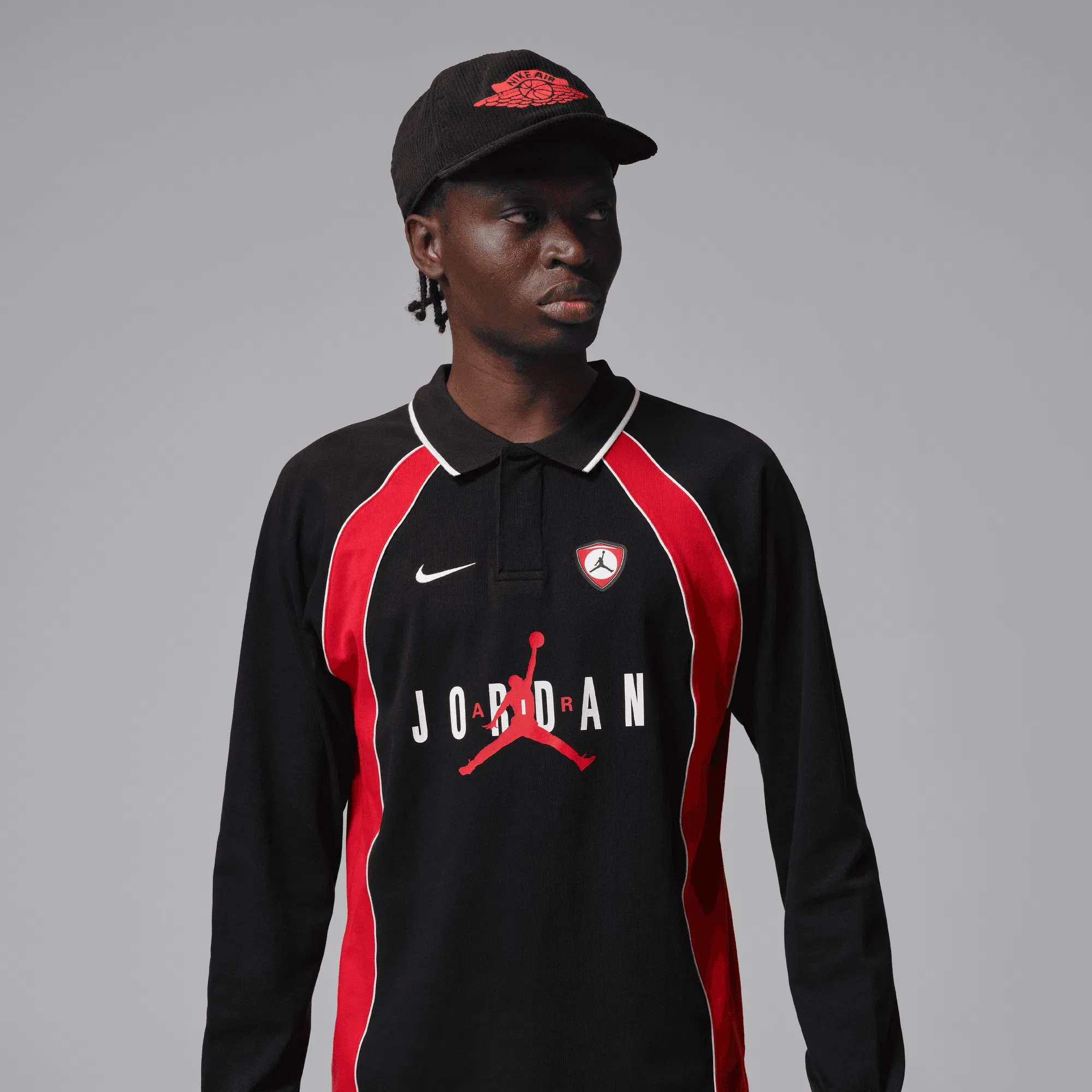Air Jordan JORDAN FLIGHT CLUB POLO JERSEY - BLACK / UNIVERSITY RED