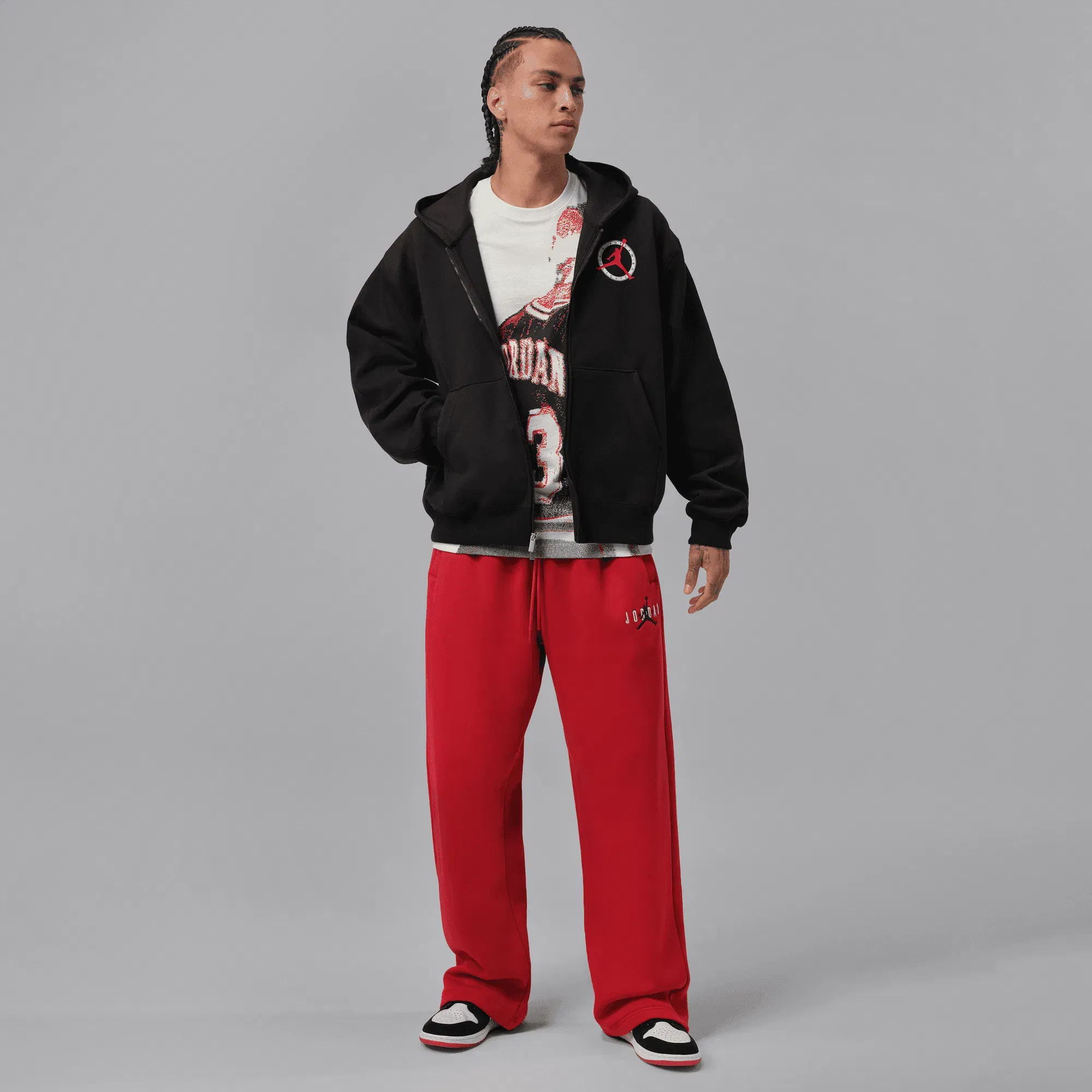 Air Jordan JORDAN FLIGHT CLUB FULL-ZIP FLEECE HOODIE - BLACK