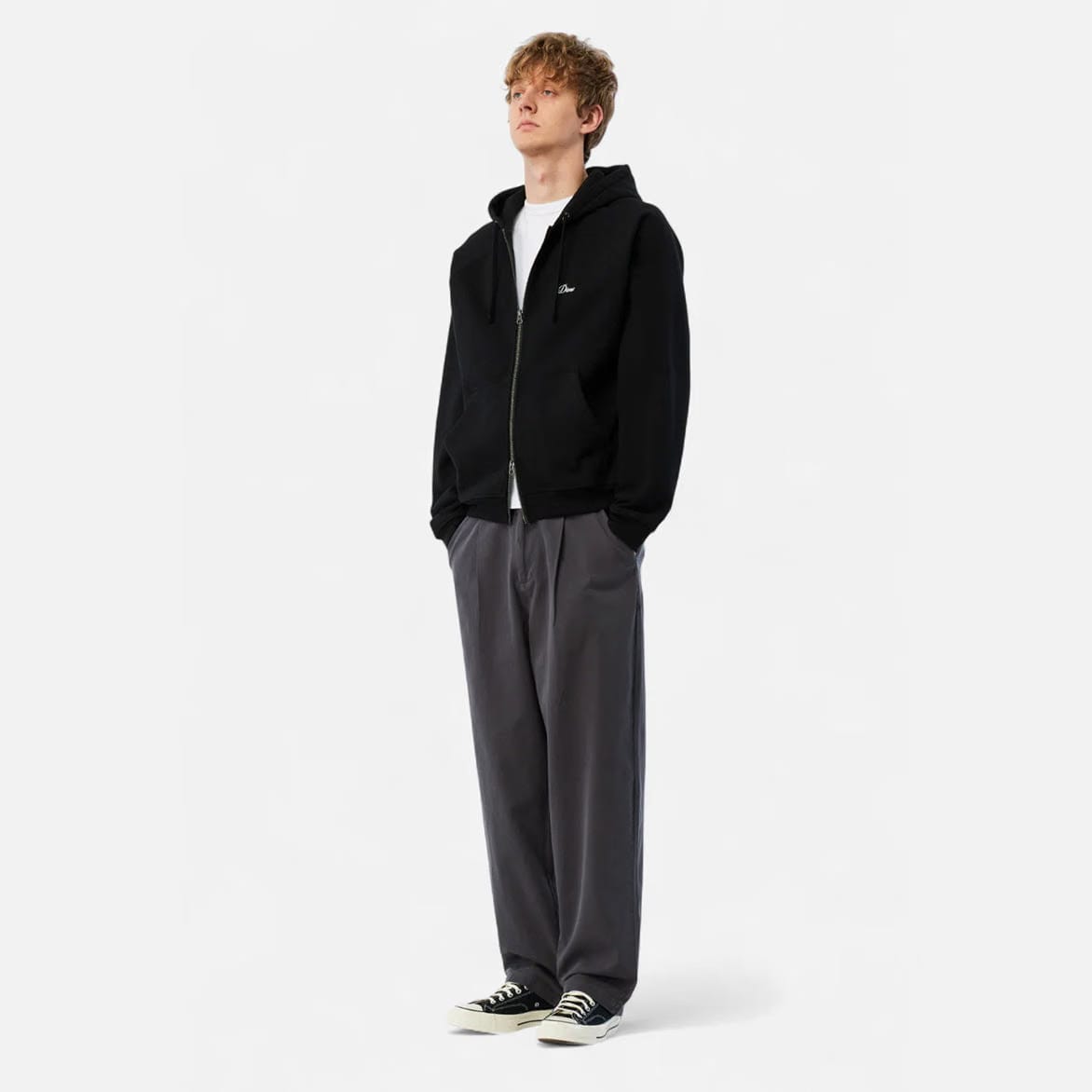 Dime CURSIVE SMALL LOGO ZIP HOODIE - BLACK