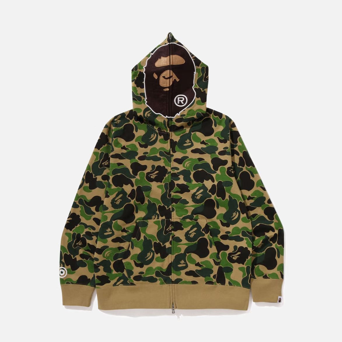 BAPE ABC CAMO 2ND APE FULL ZIP HOODIE - GREEN