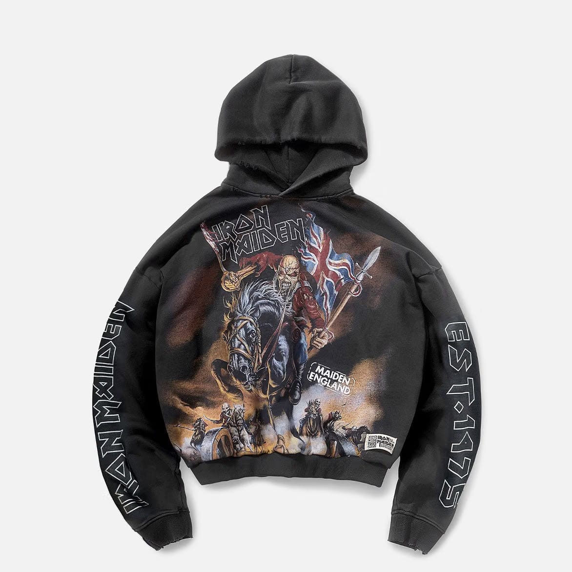 Represent IRON MAIDEN X REPRESENT STEED HOODIE - STAINED BLACK