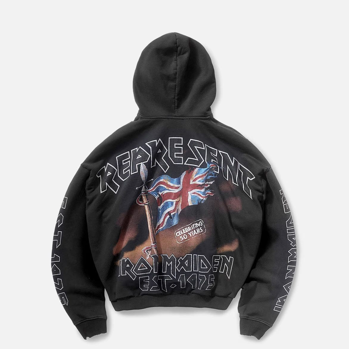 Represent IRON MAIDEN X REPRESENT STEED HOODIE - STAINED BLACK