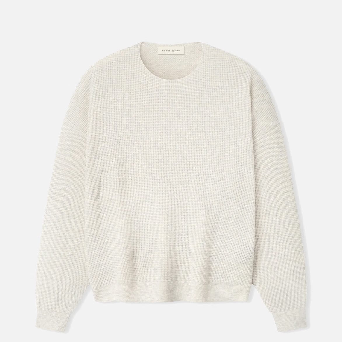 Fear of God Essentials SIGNATURE WAFFLE 90S CREWNECK SWEATER - OATMEAL HEATHER