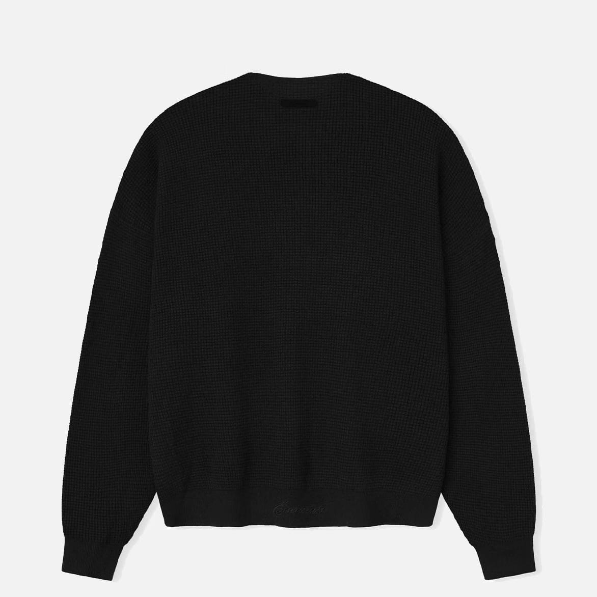 Fear of God Essentials SIGNATURE WAFFLE 90S CREWNECK SWEATER - VINTAGE BLACK