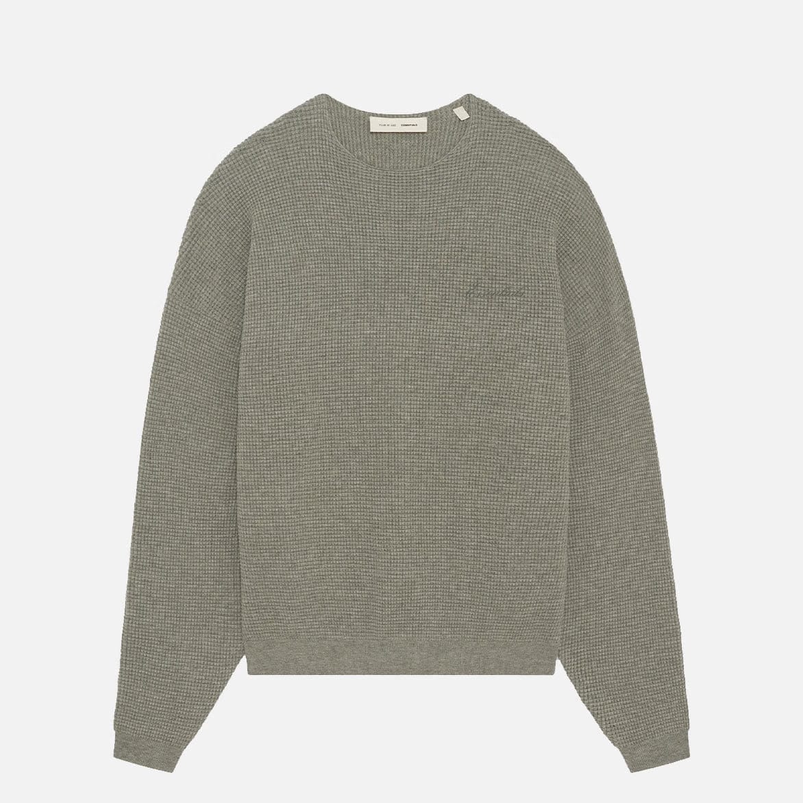 Fear of God Essentials SIGNATURE WAFFLE 90`S CREWNECK SWEATER - CONCRETE HEATHER