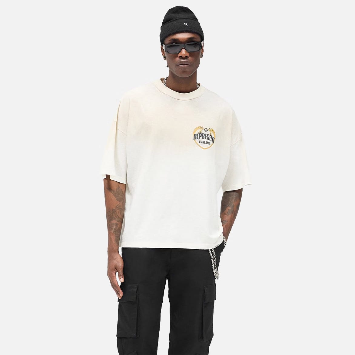 REPRESENT ANGEL BORDER TEE - WASHED ECRU