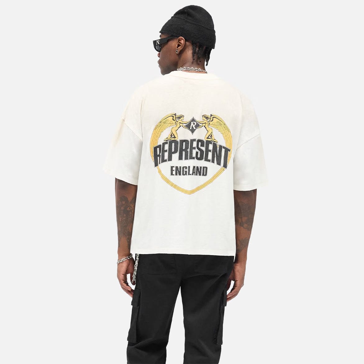 REPRESENT ANGEL BORDER TEE - WASHED ECRU