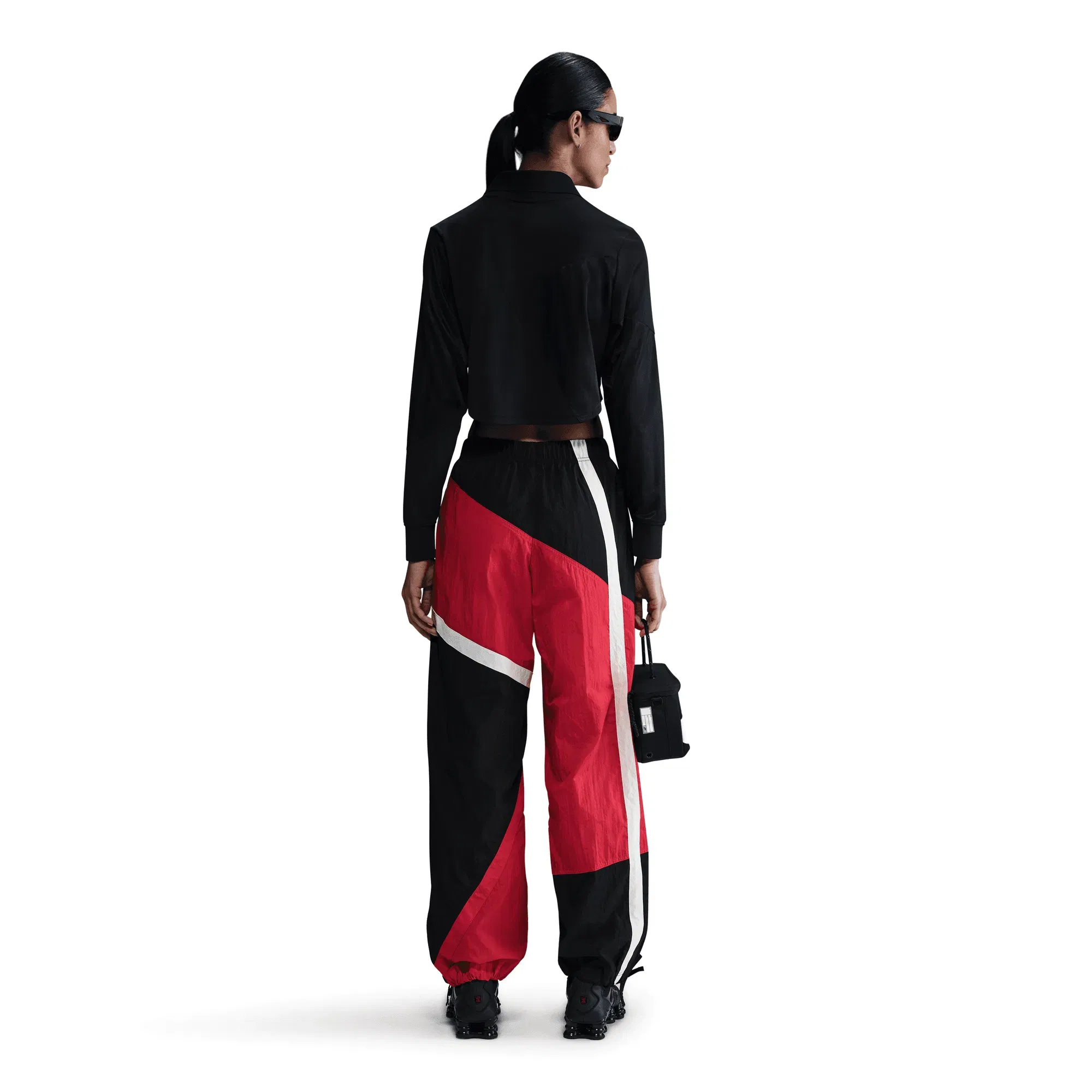 Nike WMNS MID-RISE LOOSE WOVEN OPEN-HEM PANTS - UNIVERSITY RED / BLACK
