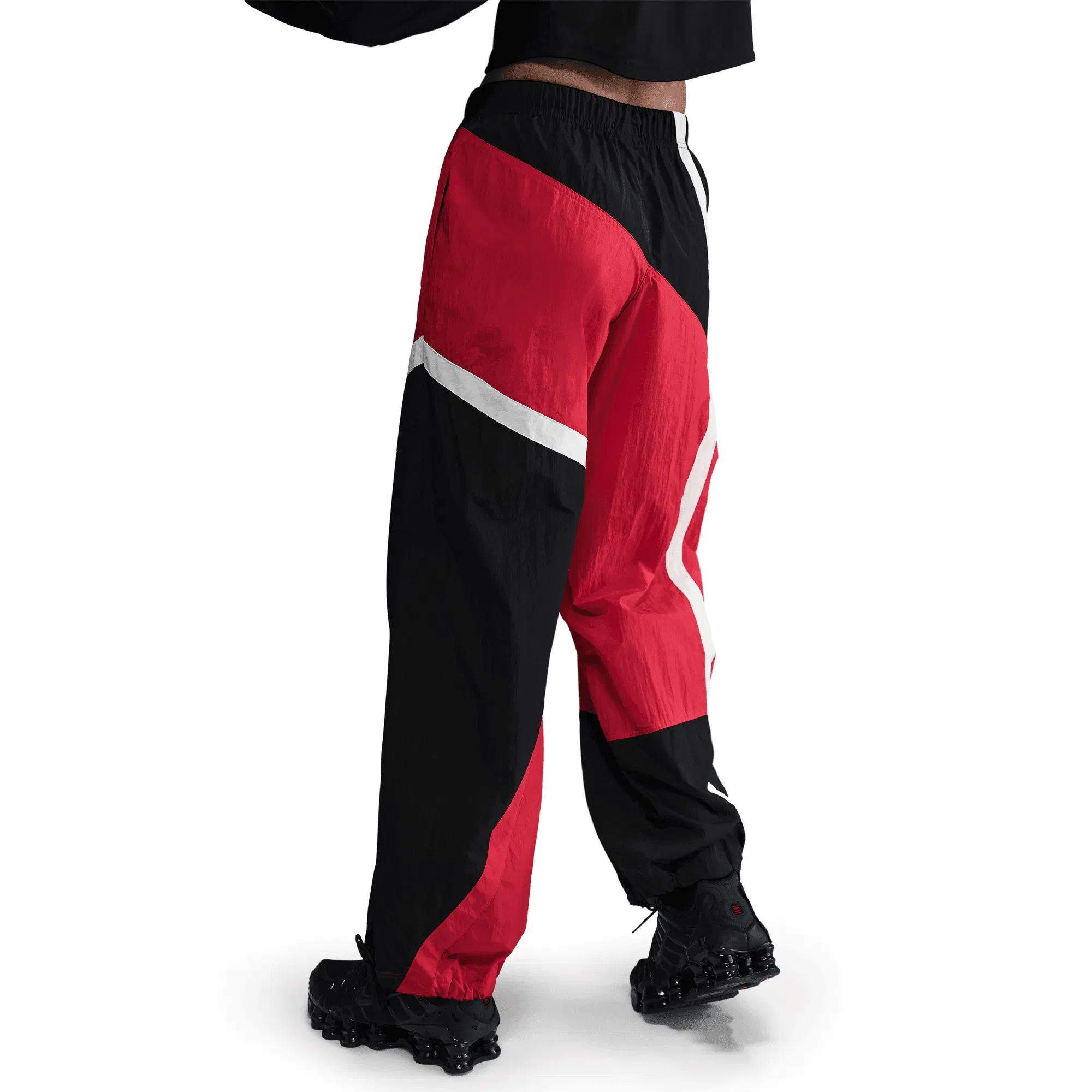 Nike WMNS MID-RISE LOOSE WOVEN OPEN-HEM PANTS - UNIVERSITY RED / BLACK