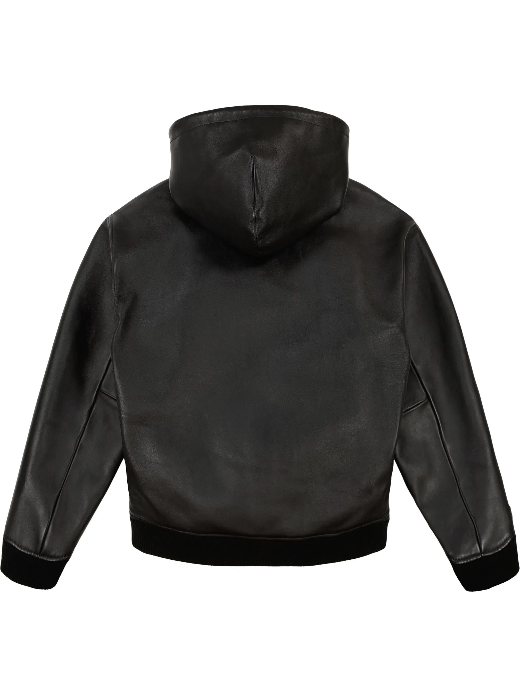 Avirex SCRIPT NAPPA LEATHER HOODIE - BLACK