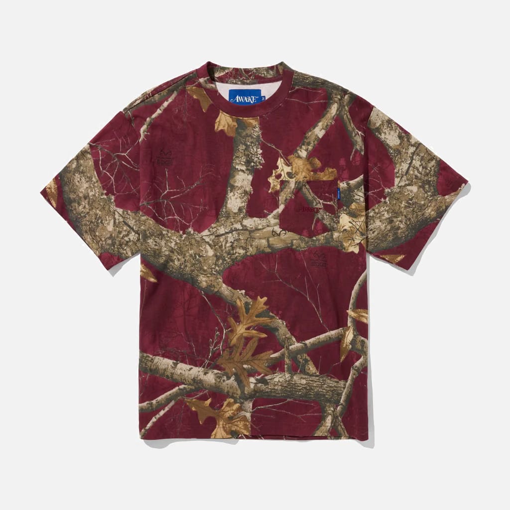 Awake NY CLASSIC LOGO POCKET TEE - MERLOT