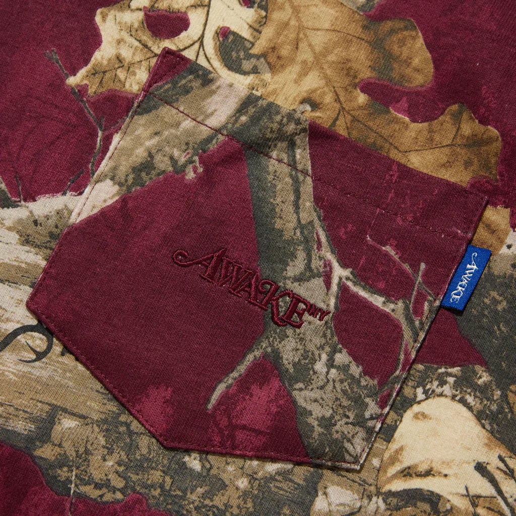 Awake NY CLASSIC LOGO POCKET TEE - MERLOT