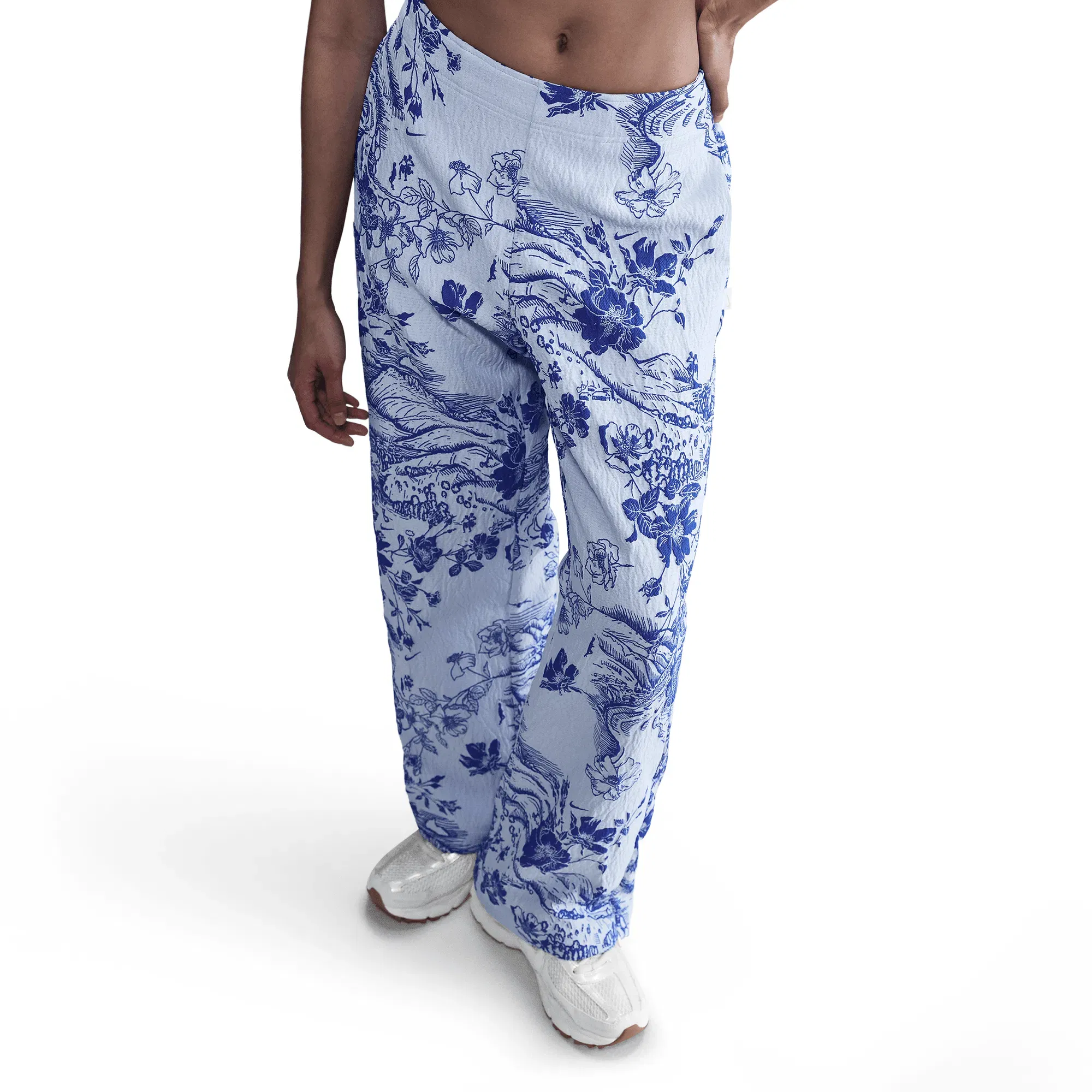 Nike WMNS MID-RISE JACQUARD TRACKSUIT BOTTOMS - WHITE / HYPER ROYAL