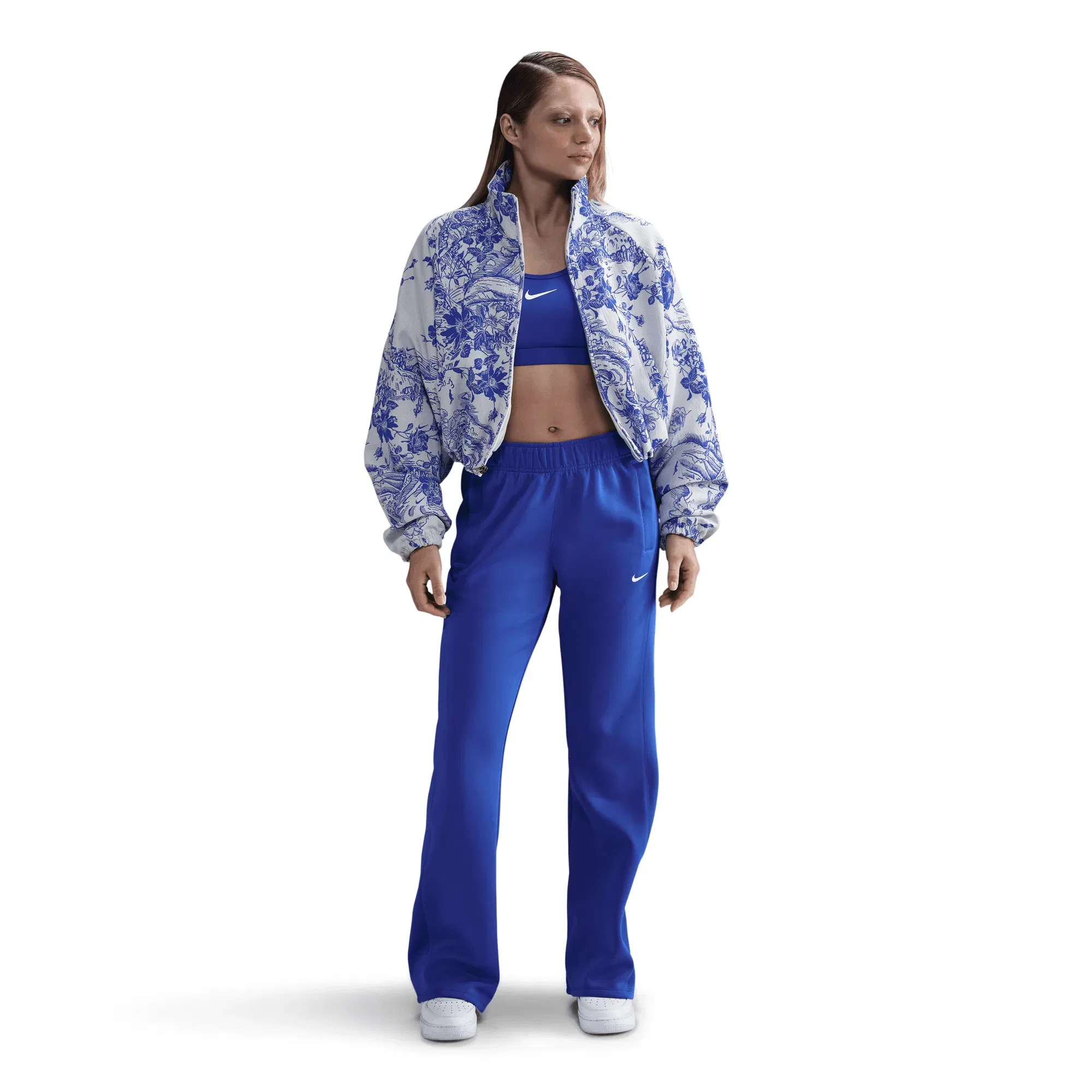 Nike WMNS OVERSIZED JACQUARD TRACKSUIT JACKET - WHITE / HYPER ROYAL