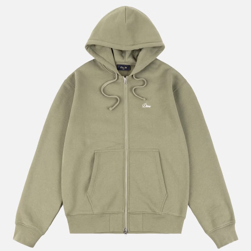 Dime CURSIVE ZIP HOODIE - ARMY GREEN