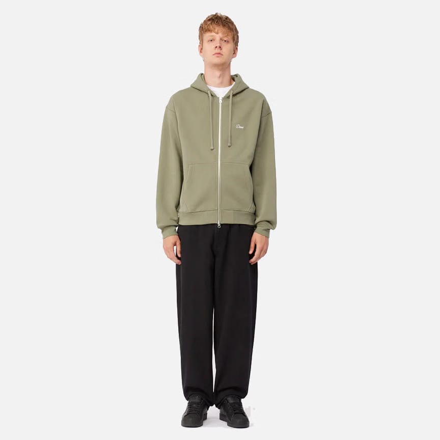 Dime CURSIVE ZIP HOODIE - ARMY GREEN
