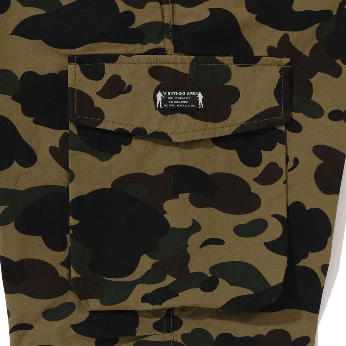 BAPE 1ST CAMO REGULAR FIT 6 POCKET PANTS - GREEN