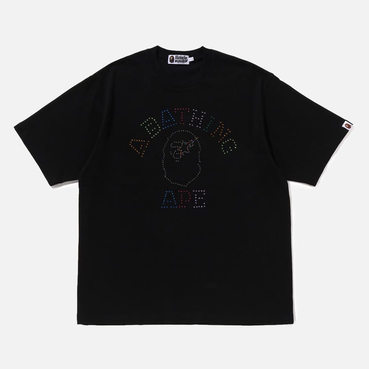 BAPE RHINESTONE COLLEGE RELAXED FIT TEE - BLACK