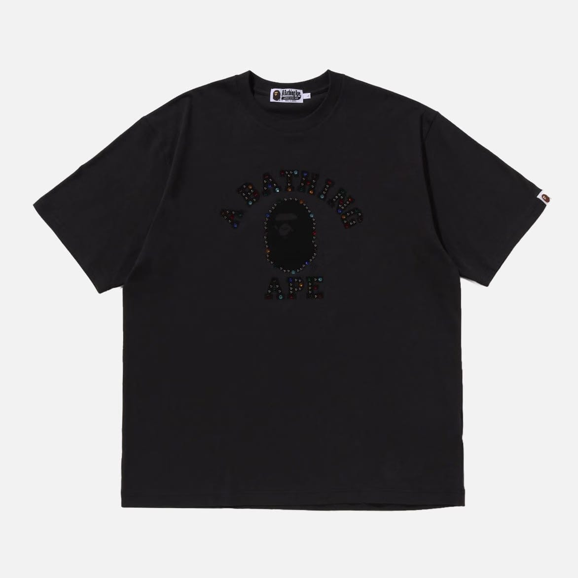 BAPE COLOR STONE COLLEGE RELAXED FIT TEE - BLACK