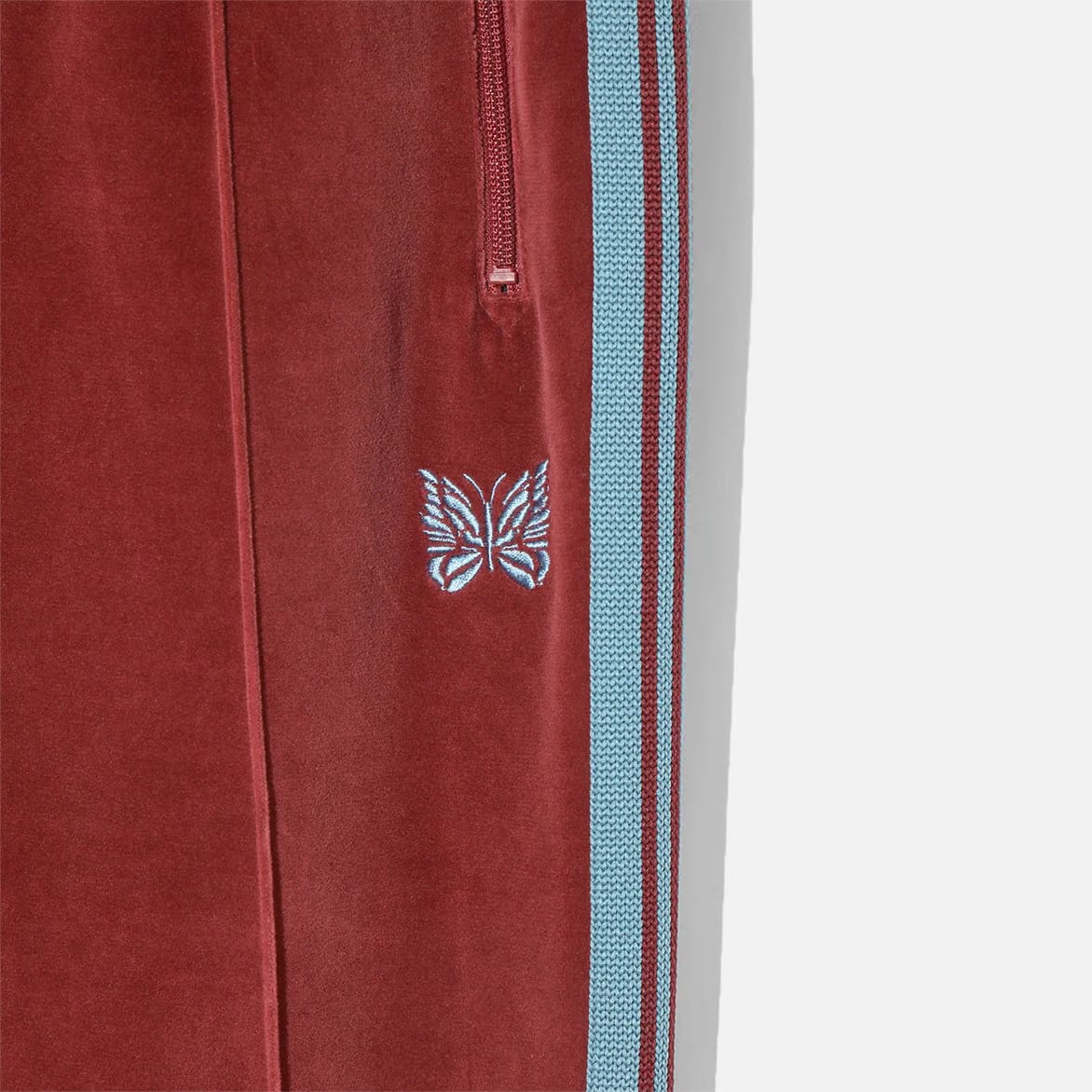 Needles NARROW TRACK PANT - C/PE VELOUR - BURGUNDY