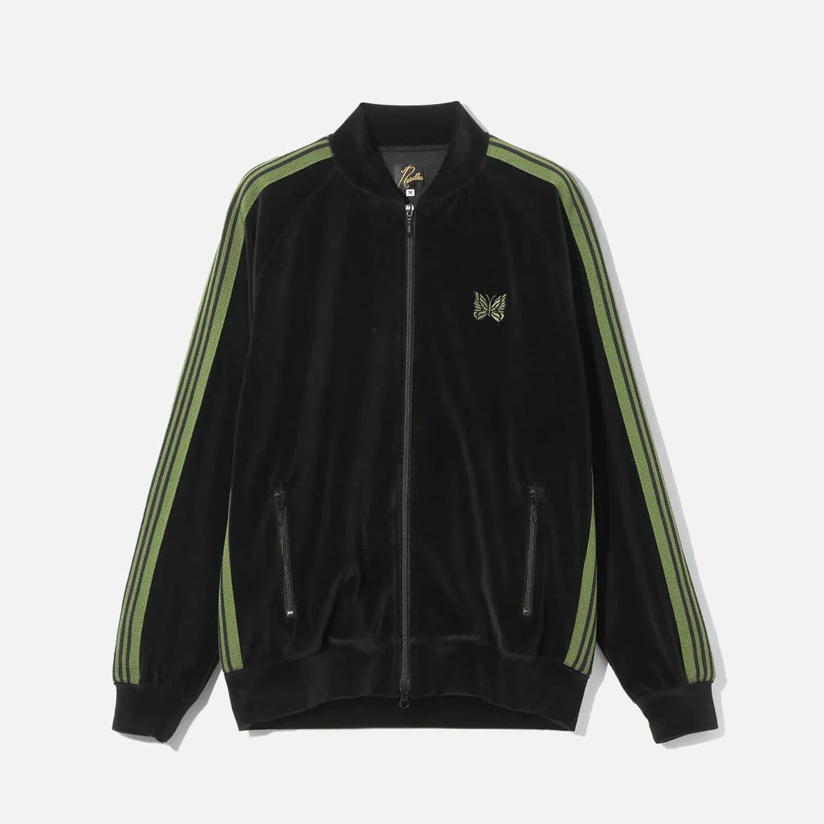 Needles RIB COLLAR TRACK JACKET - C/PE VELOUR - BLACK
