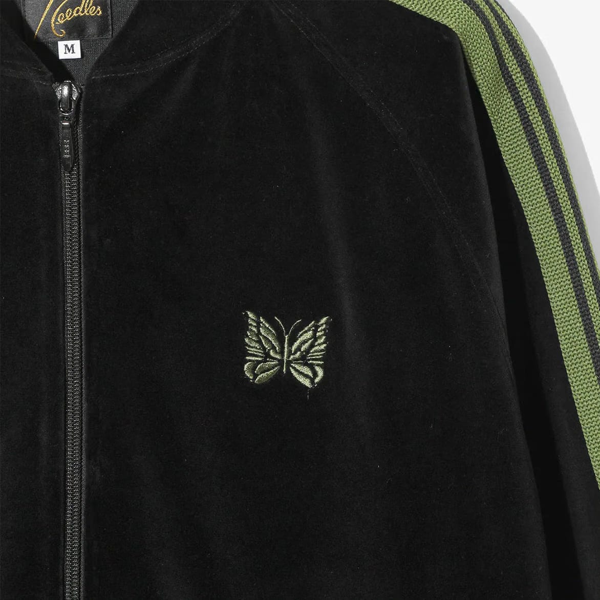 Needles RIB COLLAR TRACK JACKET - C/PE VELOUR - BLACK