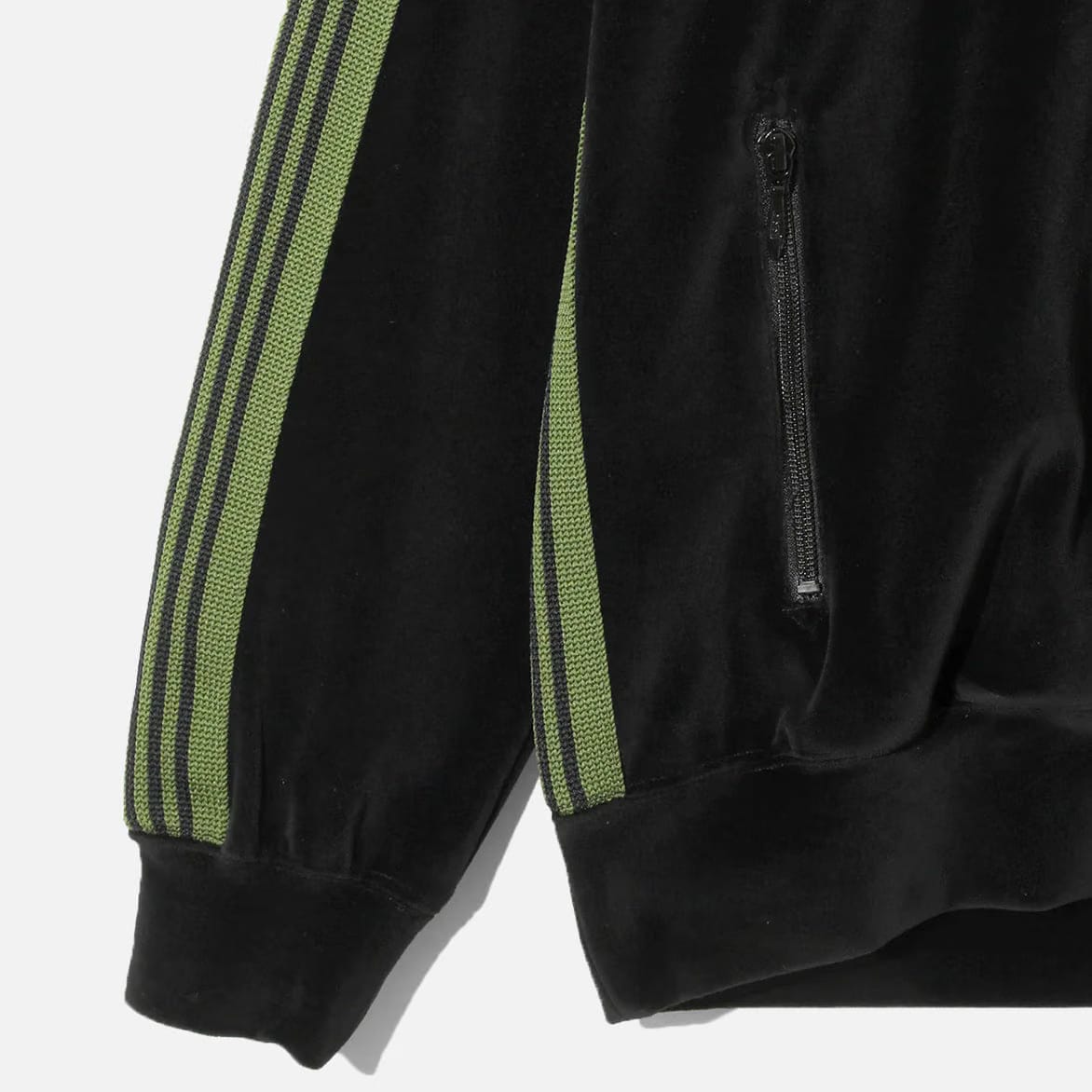 Needles RIB COLLAR TRACK JACKET - C/PE VELOUR - BLACK