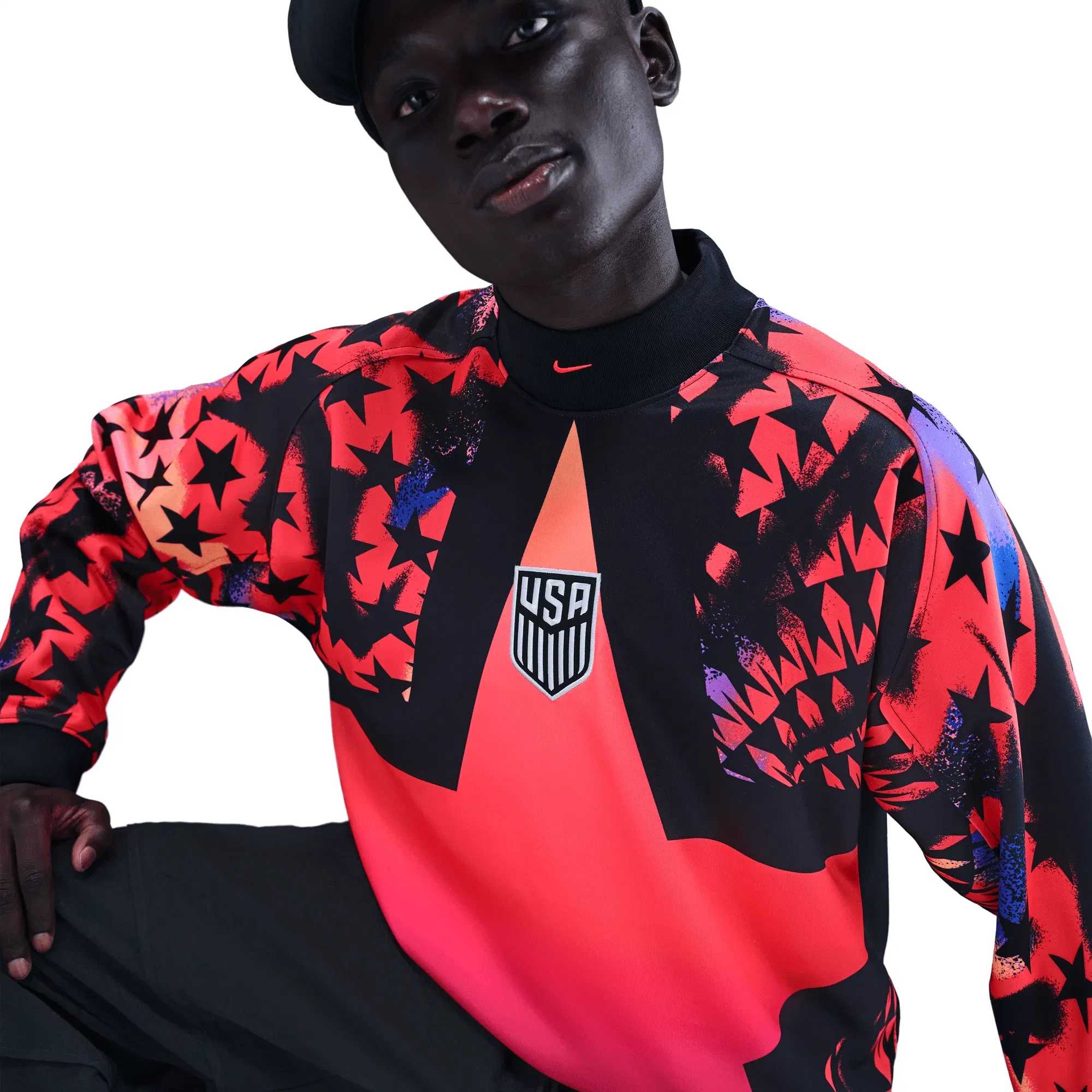 Nike USA NATIONAL TEAM GOALKEEPER JERSEY LOOSE FIT - BLACK / BRIGHT CRIMSON