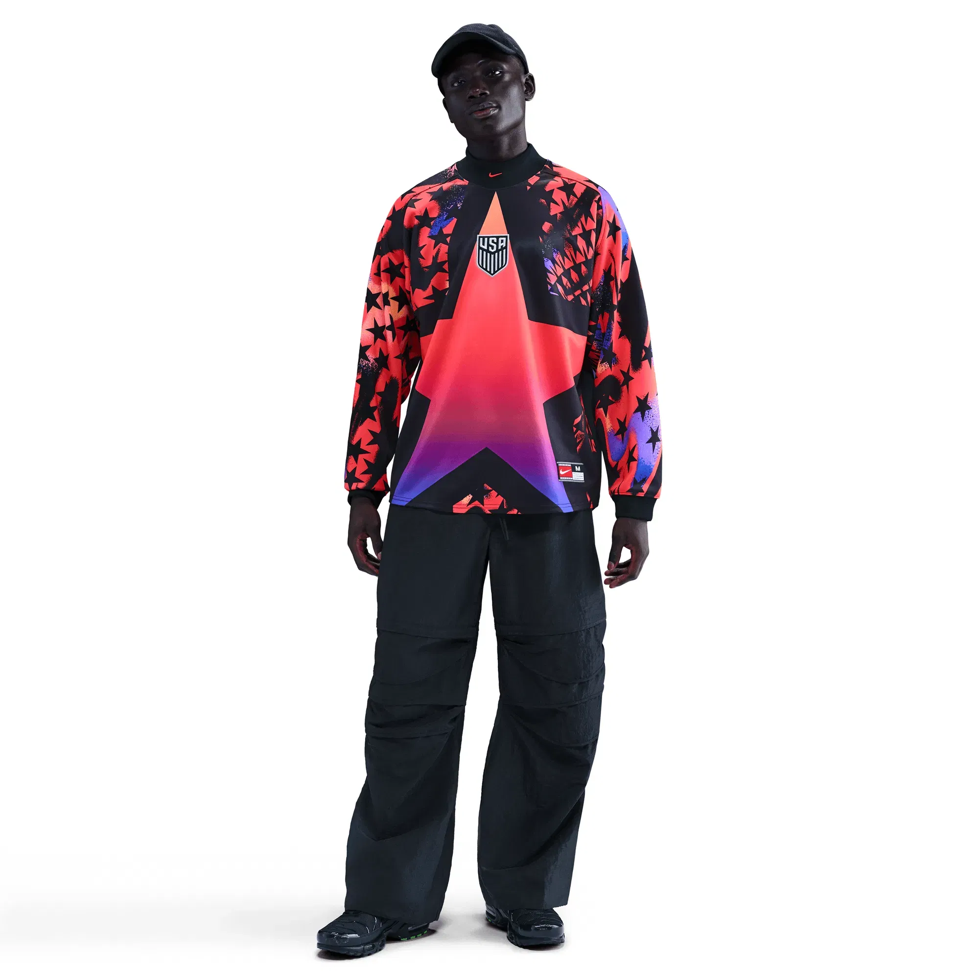Nike USA NATIONAL TEAM GOALKEEPER JERSEY LOOSE FIT - BLACK / BRIGHT CRIMSON