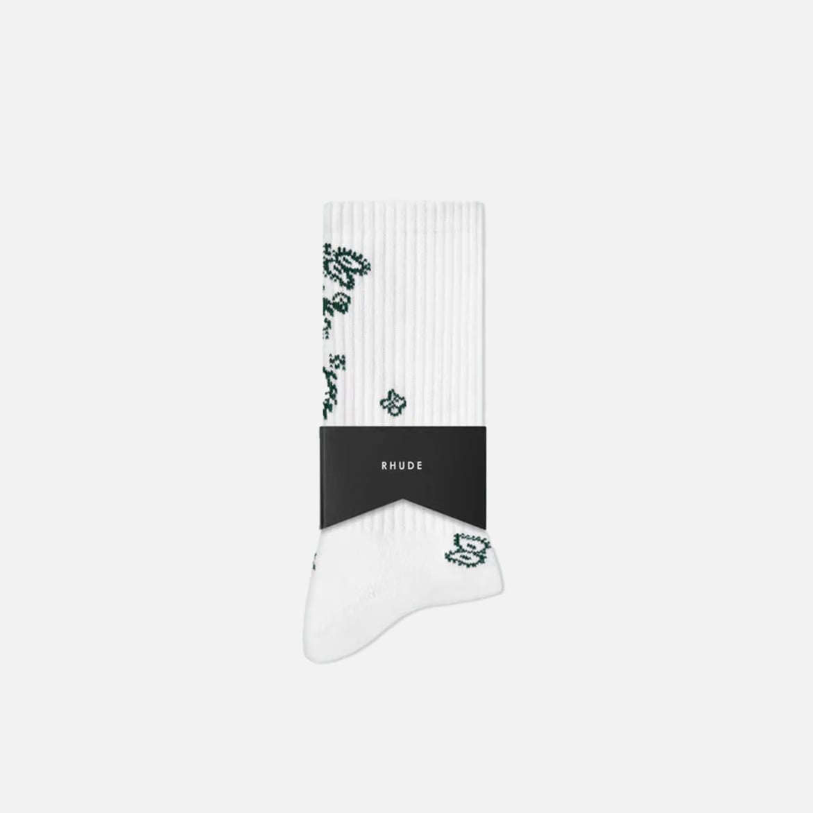 RHUDE BANDANA SOCK - WHITE / GREEN