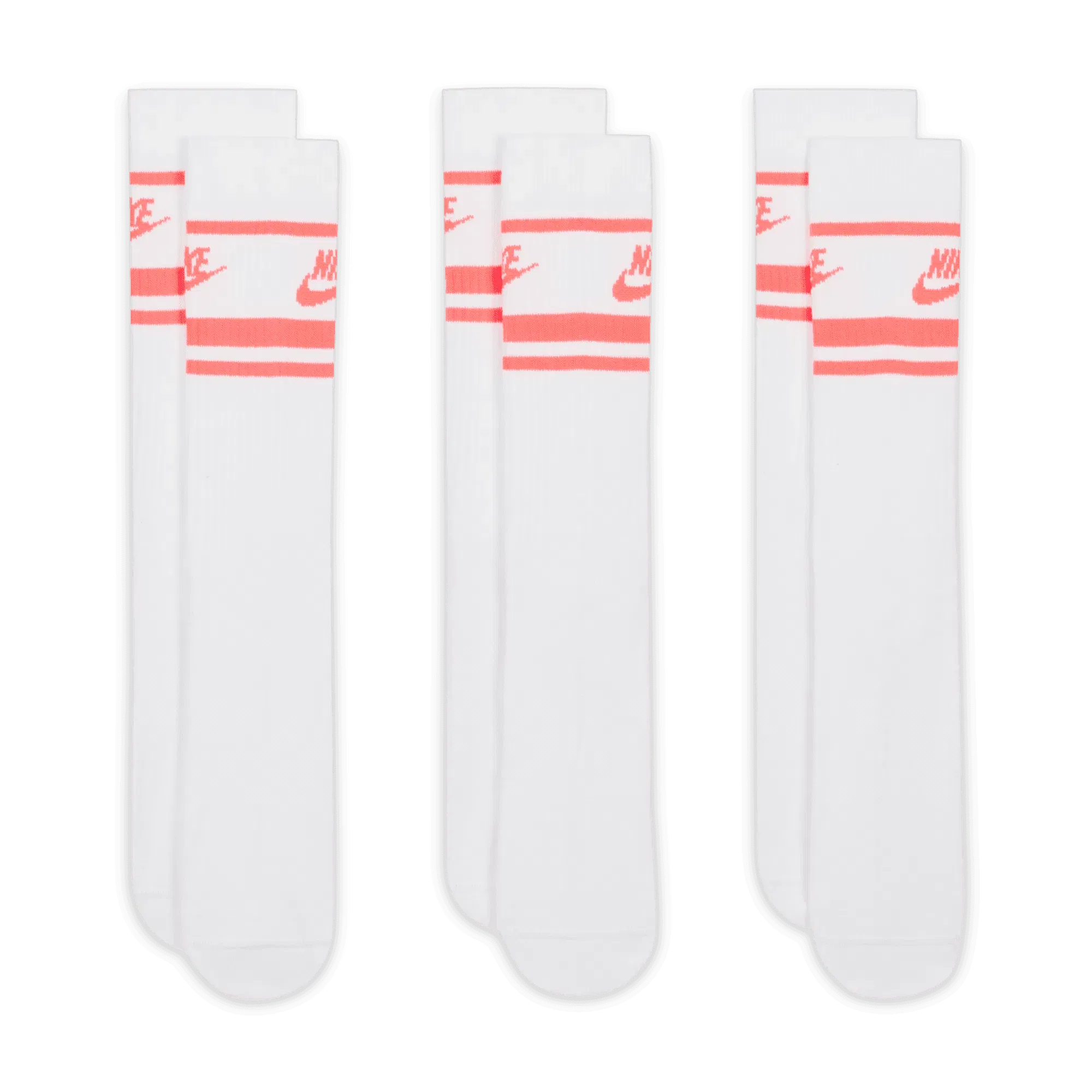 Nike EVERYDAY ESSENTIAL SOCKS (3 PACK) - WHITE / HOT PUNCH