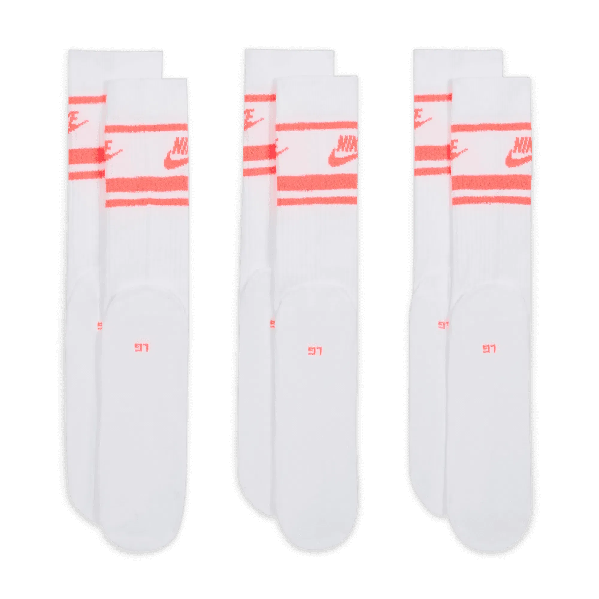 Nike EVERYDAY ESSENTIAL SOCKS (3 PACK) - WHITE / HOT PUNCH