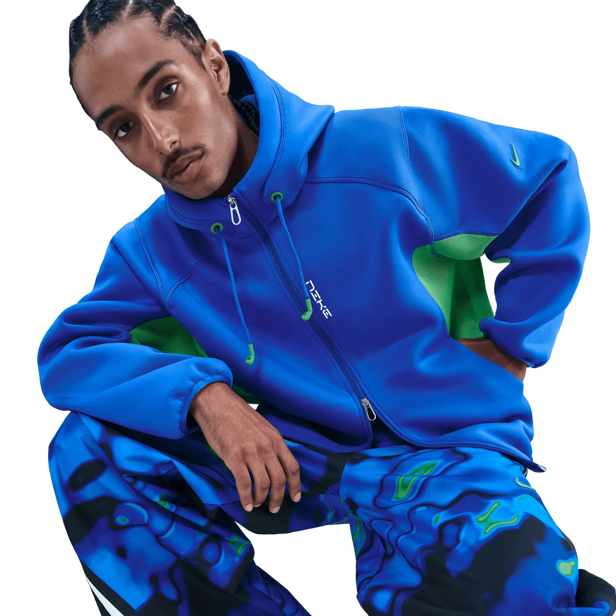 Nike PROJECT F.R.O.G FULL ZIP HOODIE - HYPER ROYAL / GREEN SHOCK