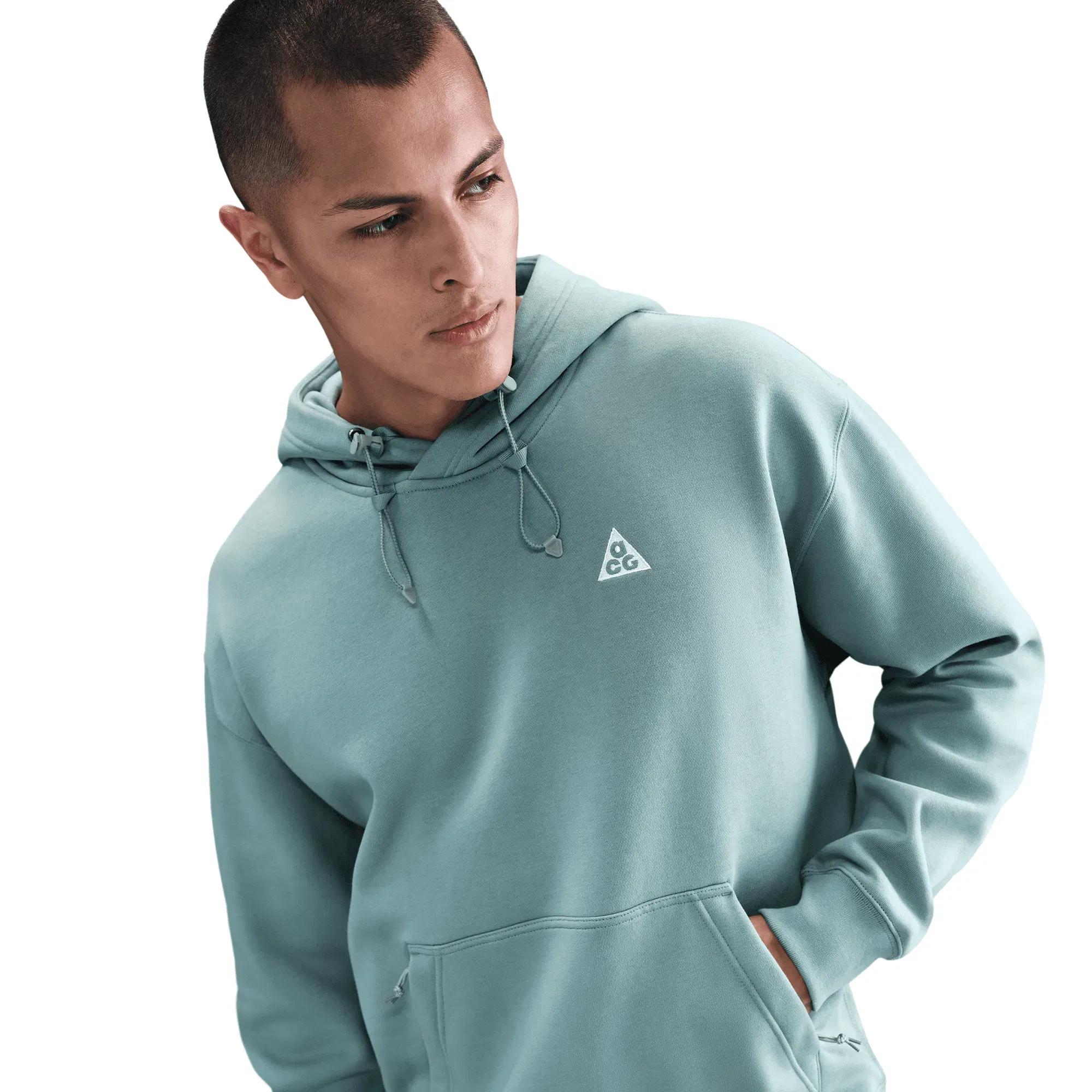 NIKE ACG ACG THERMA-FIT FLEECE HOODIE - CANNON / CLAY GREEN