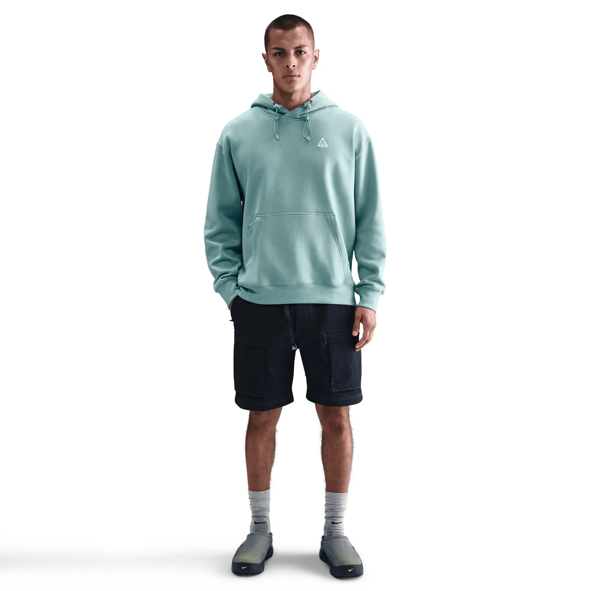 NIKE ACG ACG THERMA-FIT FLEECE HOODIE - CANNON / CLAY GREEN