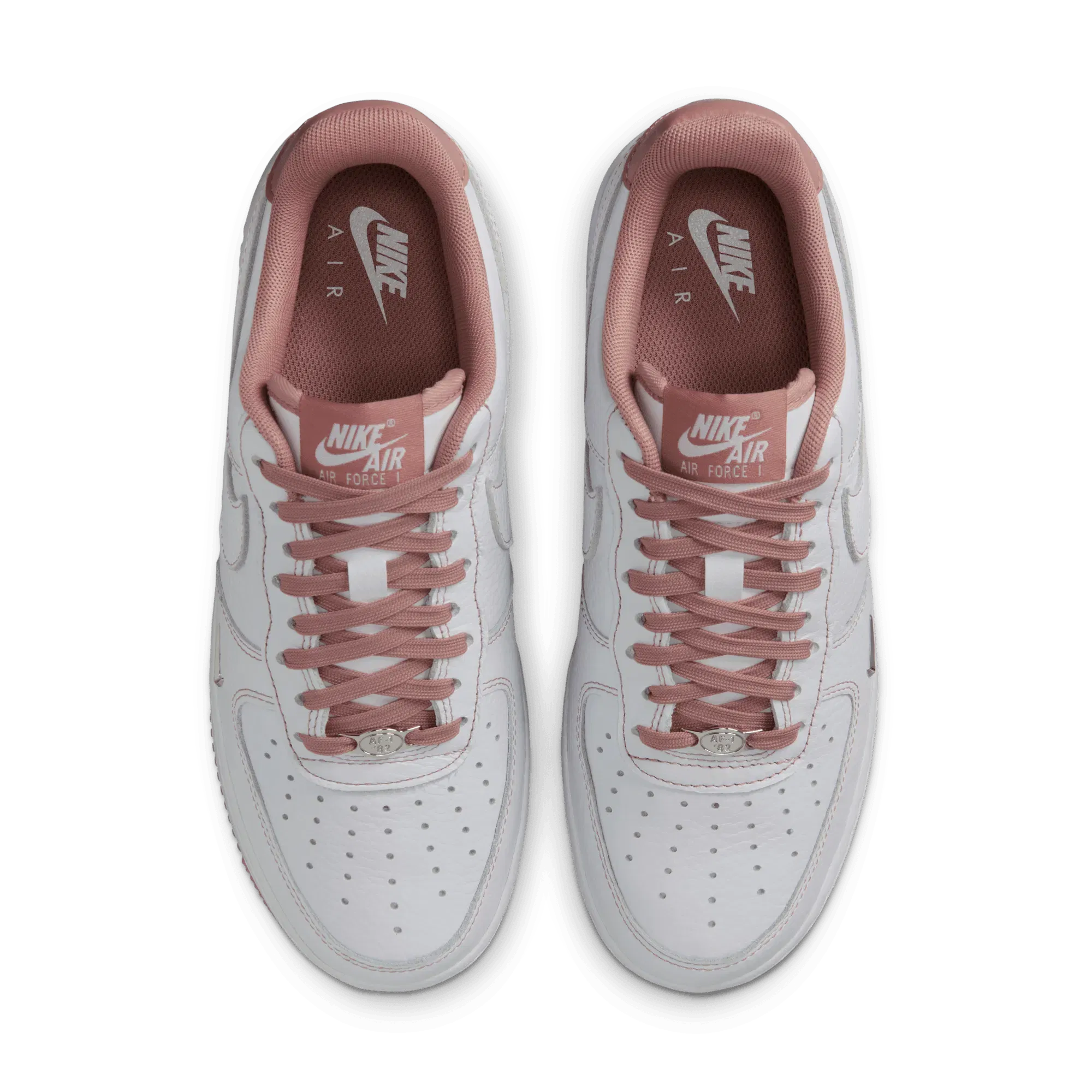 Nike WMNS AIR FORCE 1 `07 "MINI JEWEL" - WHITE / METALLIC SILVER - PARTICLE PINK